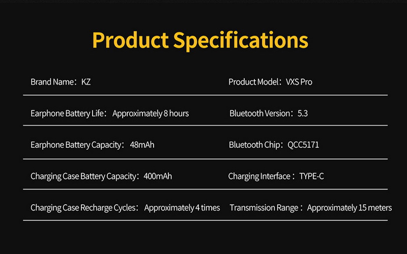 ขาย KZ VXS PRO หูฟัง TWS หูฟังไร้สายรองรับ Bluetooth5.3 ประกันศูนย์ไทย