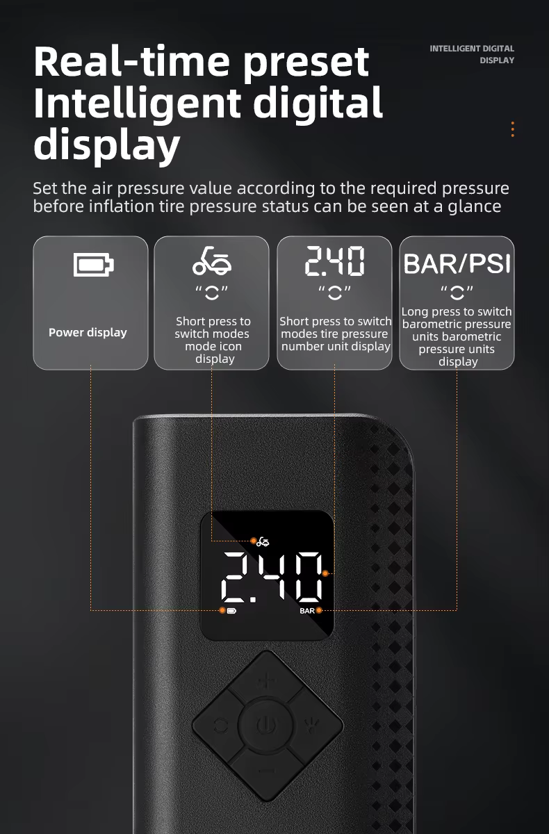 ปั๊มลมไฟฟ้า ROCKBROS รุ่น A13 (42720001001) – ชาร์จ USB-C ความดันสูง 150 PSI หน้าจอดิจิทัล พร้อมอุปกรณ์ครบชุด!