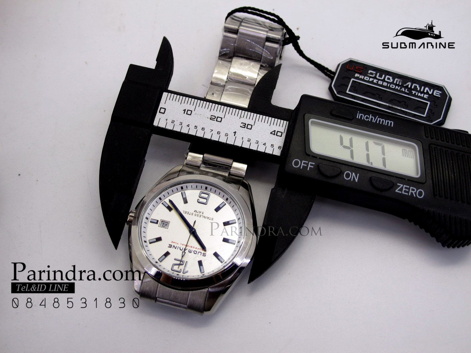 นาฬิกา US submarine Professional Time แสตนเลนแท้เกรดดี รุ่น SUB039 หน้าปัดขาว ขีดสีน้ำเงินเข้ม