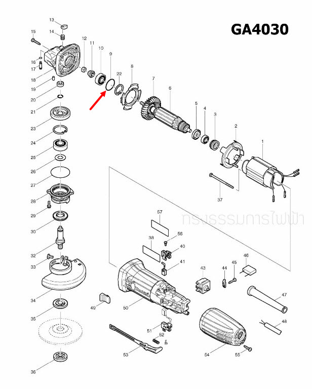 โอริง หินเจียร Makita MT904 [#5], GA4030, GA4031, 9553NB,9556,NB,HN,HP [#9], MT958 [#10] Pn.213445-5 (แท้)(*)
