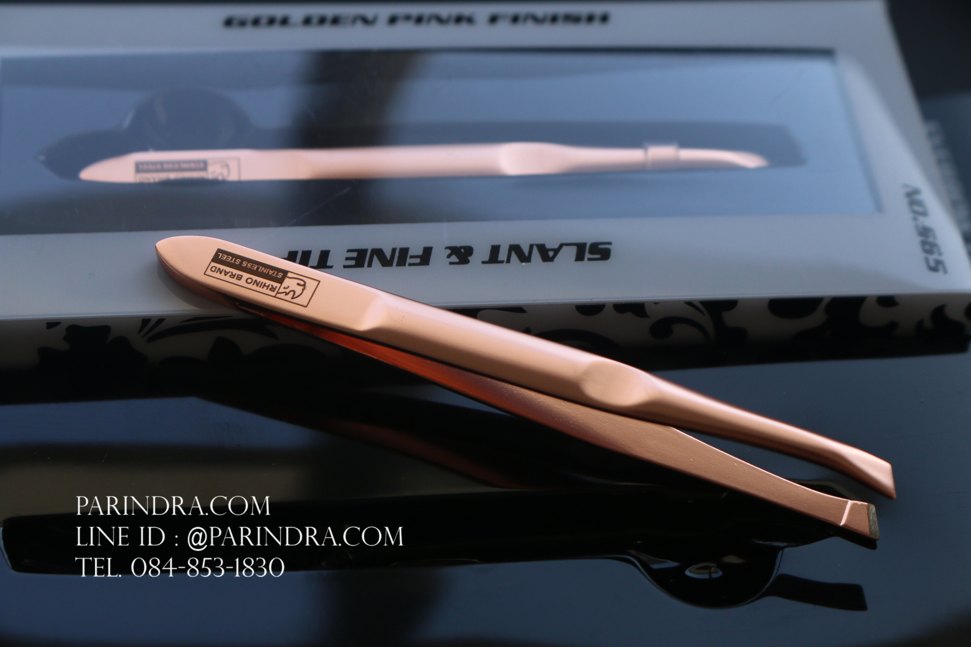 แหนบ Rhino No.S65 Pink Gold Tweezer แหนบสีพิงค์โกลด์