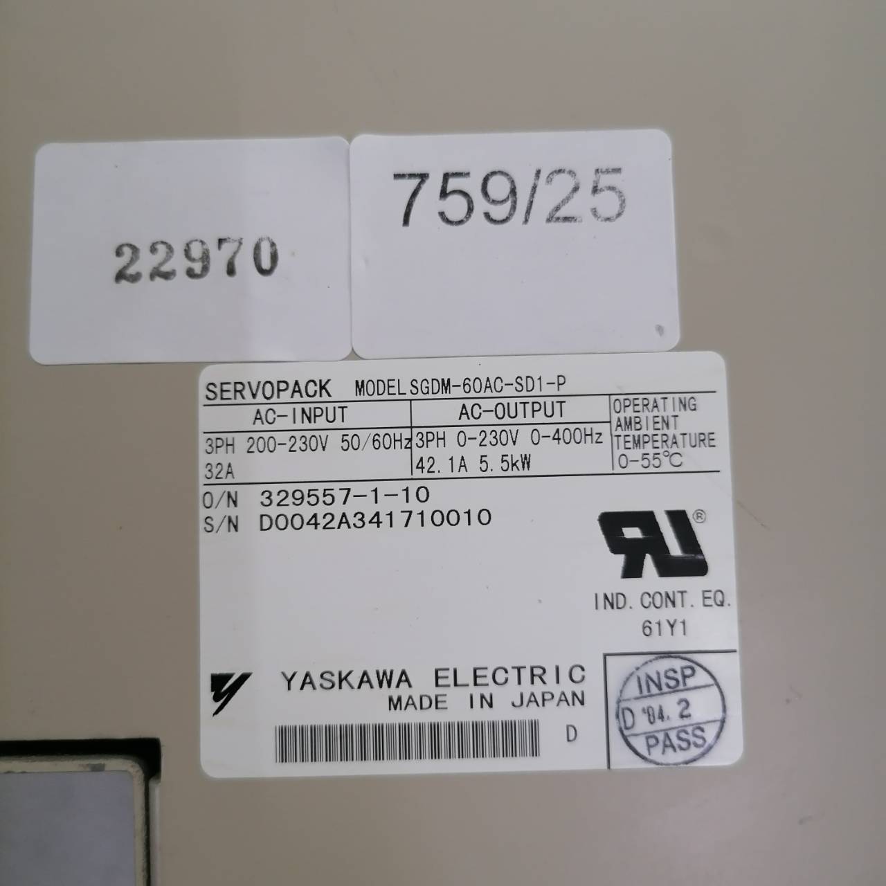 SGDM-60AC-SD1-P SERVO DRIVE “ YASKAWA ”