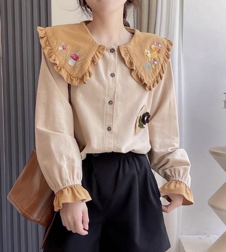 เสื้อคอบัวผ้าฝ้ายลายปัก