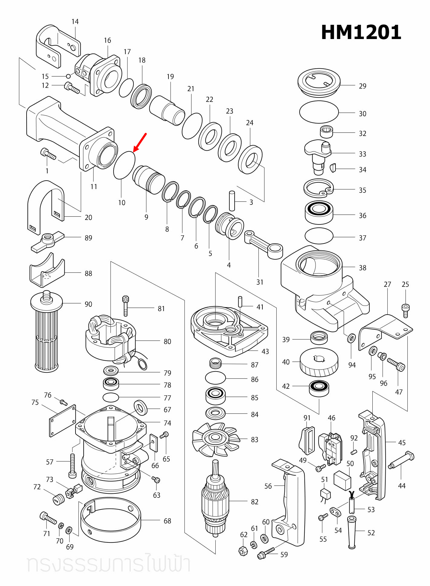 โอริง แย้ก Makita มากีต้า HM1201 [#10] Pn.213655-4 (แท้) ##