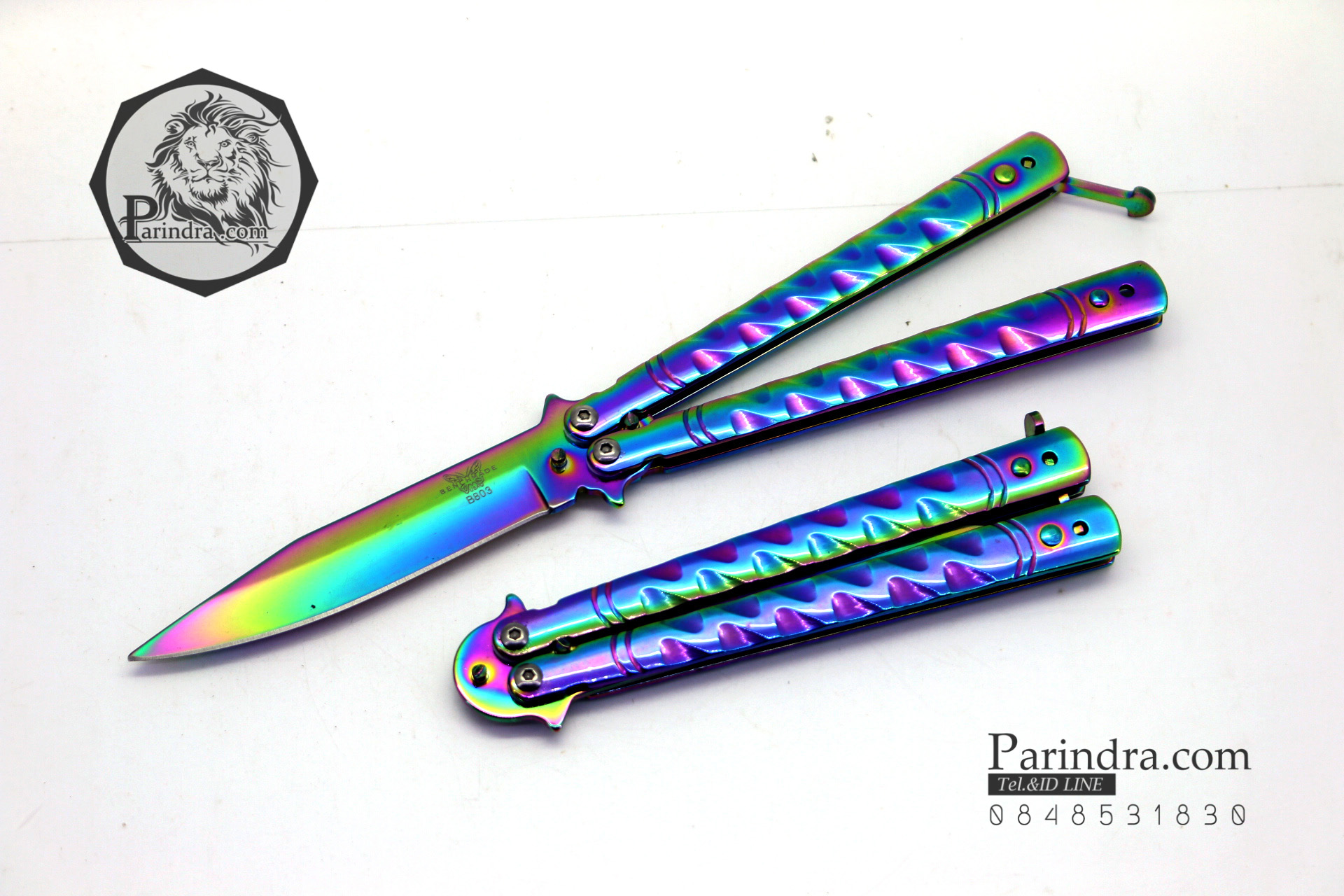 มีดบาลีซอง Balisong มีดควง มีดปีกผีเสื้อ สีรุ้งอะโนไดซ์ ขนาด 9 นิ้ว BLA007