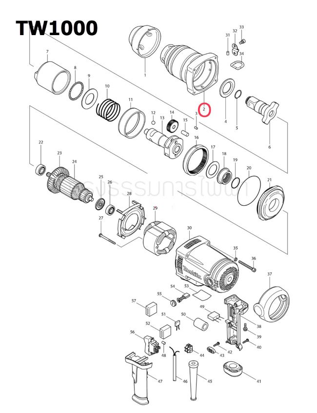 HAMMER CASE COMPLETE บล็อคไฟฟ้า Makita มากีต้า TW1000 [#02] Pn.154555-8 (แท้) ##