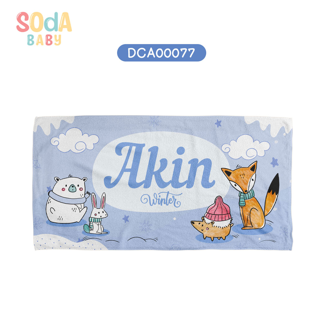 ผ้าเช็ดตัวเด็ก ใส่ชื่อได้ ลาย Winter รหัส DCA00077 ⛄️❄️#Winter #SOdAbaby