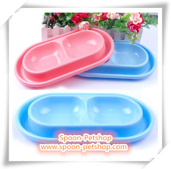 ชามกันมด 2 หลุม มี 2 สี ฟ้า และ ชมพู