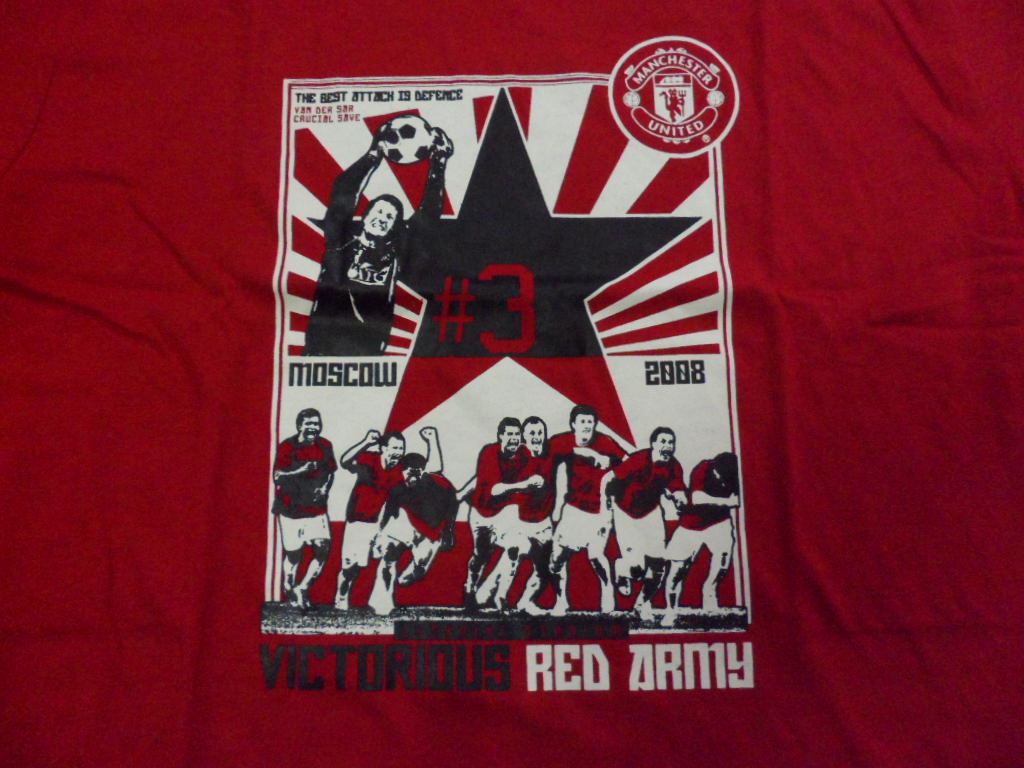 เสื้อที-เชิ๊ต (เสื้อยืดคอกลม) ฟุตบอล ทีมสโมสรแมนเชสเตอร์ ยูไนเต็ด ชุดที่ระลึก UEFA Champions League Champions 2008 ใหม่ M-Size / MANCHESTER UNITED Football T-Shirt Commemorative Kit UEFA Champions League Champions 2008 Jersey NEW M-Size
