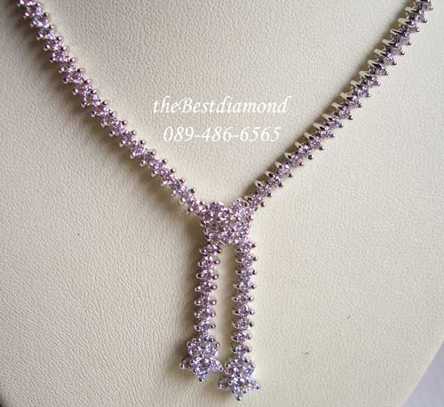 BN018RD+++สร้อยเพชร ปมดอกไม้++ แบบหรูหรา สวยมากๆ ดูไฮโซ เพชรแวววาว ดูทันสมัย เหมือนงานร้านจิวฯเลยค่ะ ใส่ออกงานได้สบายมากๆๆ