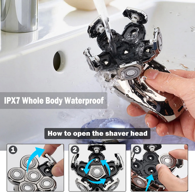 X-Tips Shaver PRO เครื่องโกนหนวด โกนผม 6 หัว รองรับ IPX7 จอแสดงผล LED ในตัว