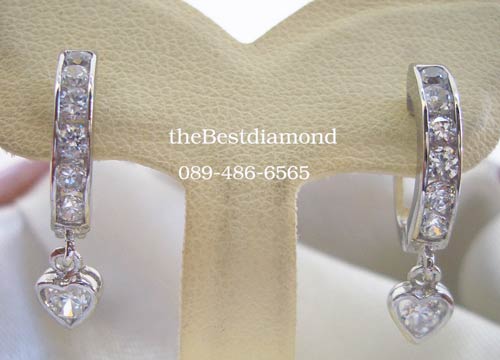 BE612RD+++ต่างหูห่วงเพชร ตุ้งติ้ง หัวใจ+++รูปแบบดูดี ไฮโซ แบบยอดนิยมไม่ล้าสมัย ใส่ทำงาน ใส่ออกงานได้สบาย งานสวย เหมือนออกจากร้านจิว เลยค่ะ