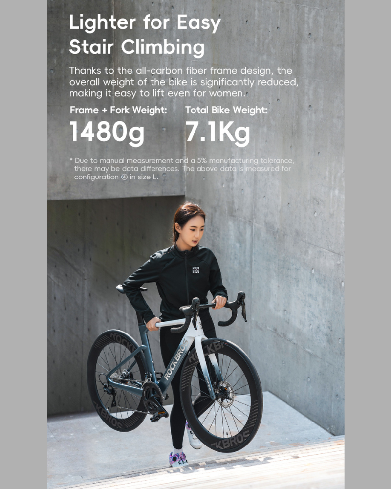 จักรยานเสือหมอบคาร์บอน ROCKBROS PEGASUS R7120 | เกียร์ Shimano 105 2×12 | ดิสก์เบรกไฮดรอลิก | น้ำหนัก 8.1 กก.