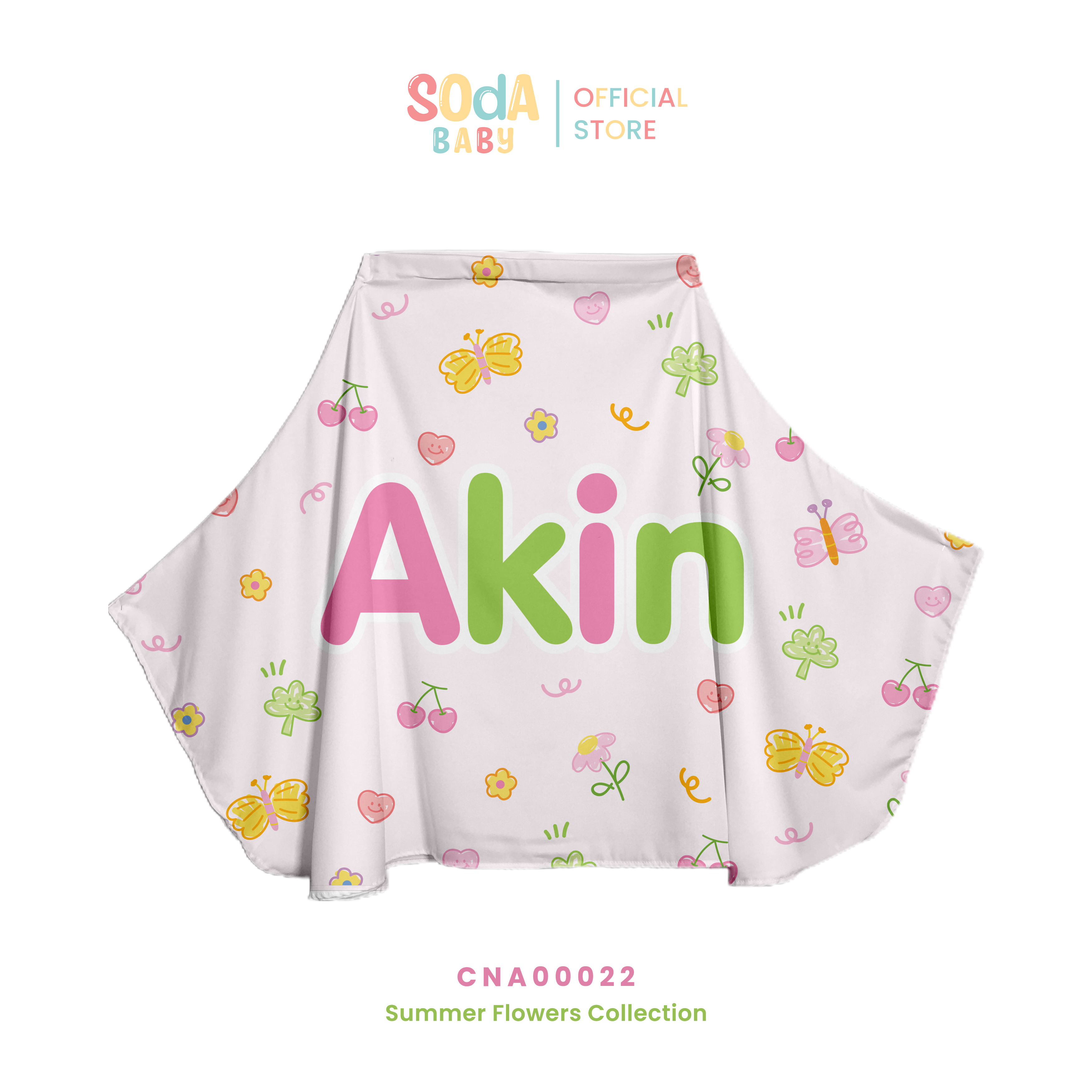 ผ้าคลุมให้นม ลาย Butterfly loves flowers #ใส่ชื่อได้ รหัส CNA00022 🌼🌸 #SummerFlowers #SOdAbaby