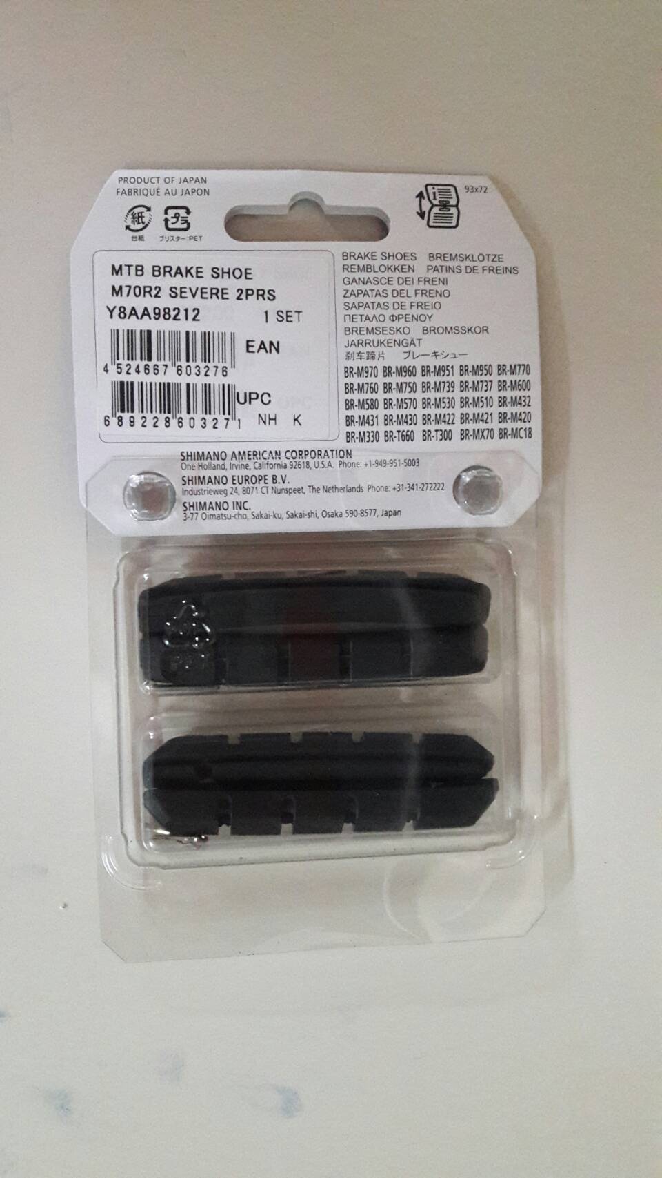 ผ้าเบรค Shimano รุ่น M70R2 วีเบรค รุ่น XTR XT LX DEORE