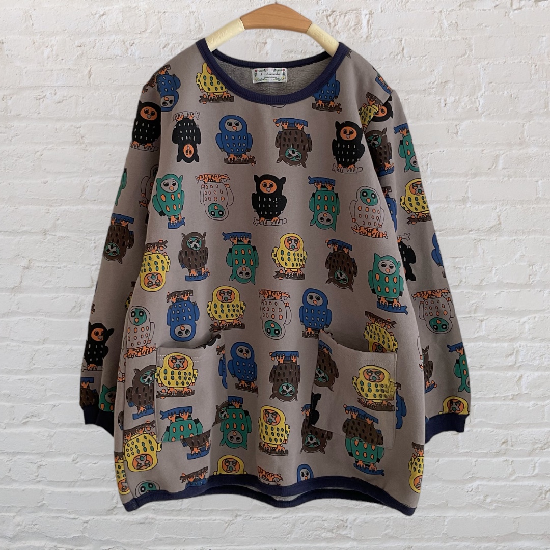 เสื้อยืดกันหนาวลายนกฮูกแต่งกระเป๋า
