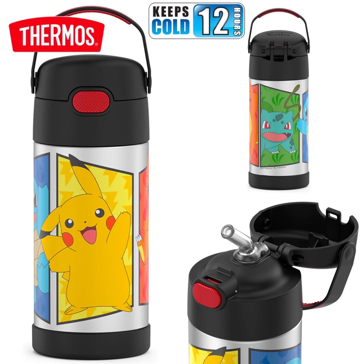 New กระติกน้ำเก็บความเย็น มีหูหิ้ว THERMOS Pokemon FUNTAINER 12 Ounce Pokemon
