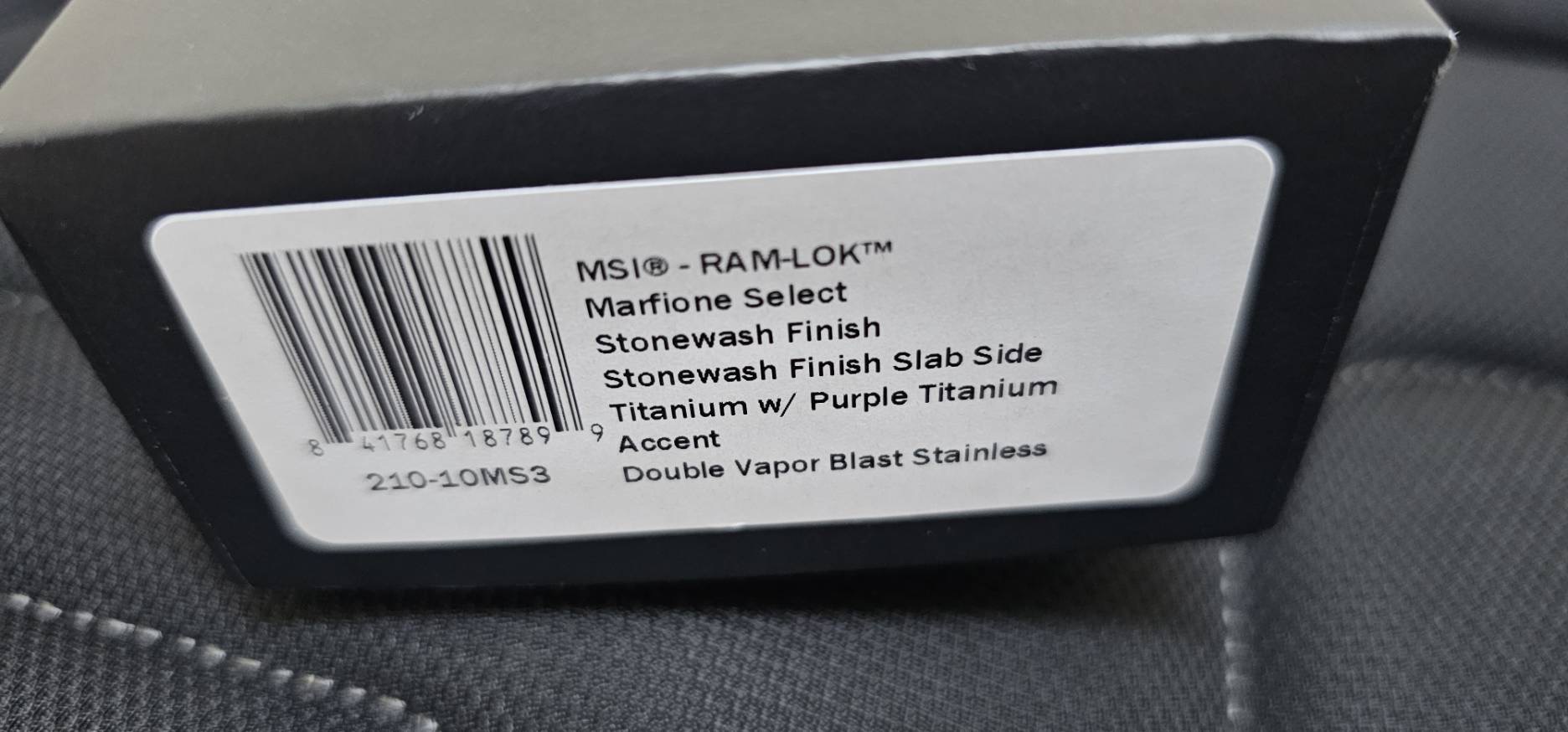 Microtech Marfione Select MSI RAM LOK Titanium Handles w/ Double Vapor Blast & Purple Accents & Stonewash M390MK