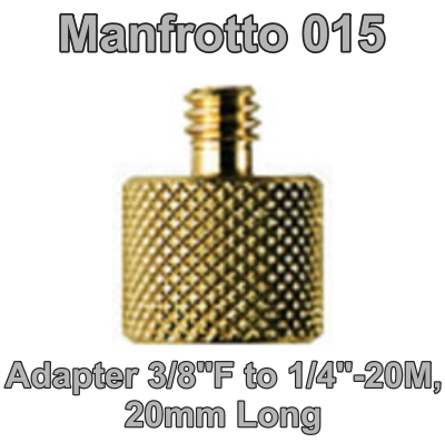 ข้อต่อปลายบนเป็นตัวผู้ 1/4 ปลายล่างเป็นตัวเมีย 3/8 Manfrotto 015 ใช้สวมกับปลายขาตั้งหัวไฟ หรือกับขาตั้งกล้องที่มีน๊อตเป็น 3/8? เพื่อติดตั้งกล้องถ่ายภาพ หรือหัวไฟที่เป็น เกลียว 1/4 Adapter 3/8''F to 1/4''-20M, 20mm Long ประกันศูนย์ 5 ปี