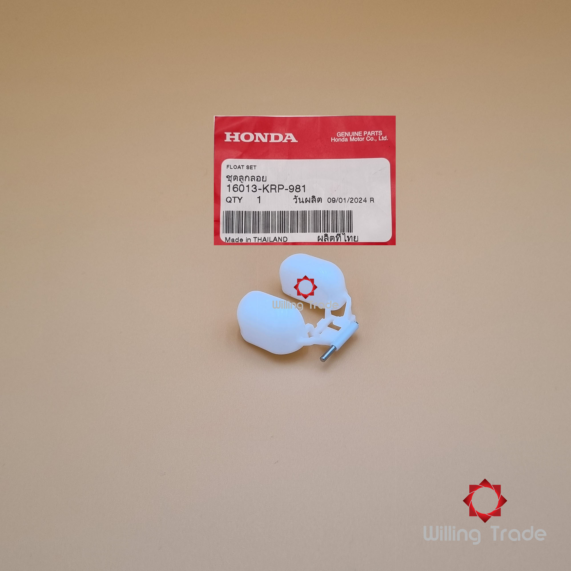 ชุดลูกลอย (WX894) HONDA: (16013-KRP-981) CLICK110 คาร์บู (2006-2008) ... แพ๊คละ 1 ชิ้น... [แท้ศูนย์ 100%] ...กลุ่มอะไหล่คาร์บูเรเตอร์ ... FLOAT SET