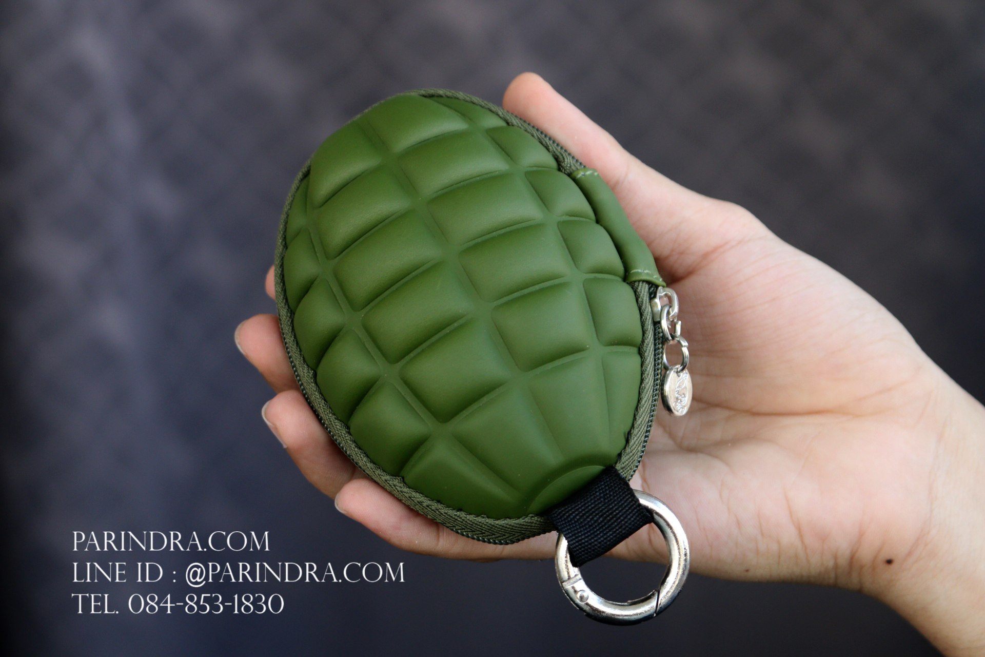 กระเป๋าใส่กุญแจพกพา แบบลูกระเบิด สีเขียวทหาร