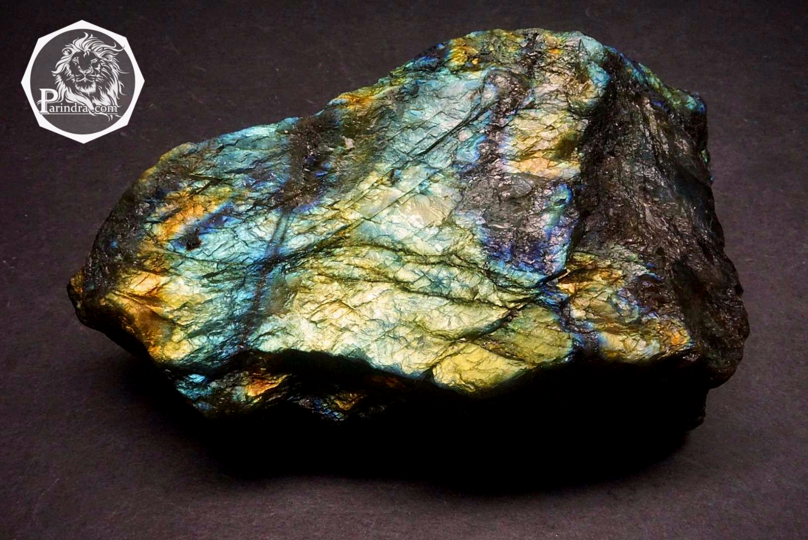 หิน ลาบราดอไลท์ (Labradorite) ดิบไม่ขัด สวยคัดพิเศษ ประกายสีเหลืองส้ม #LA105