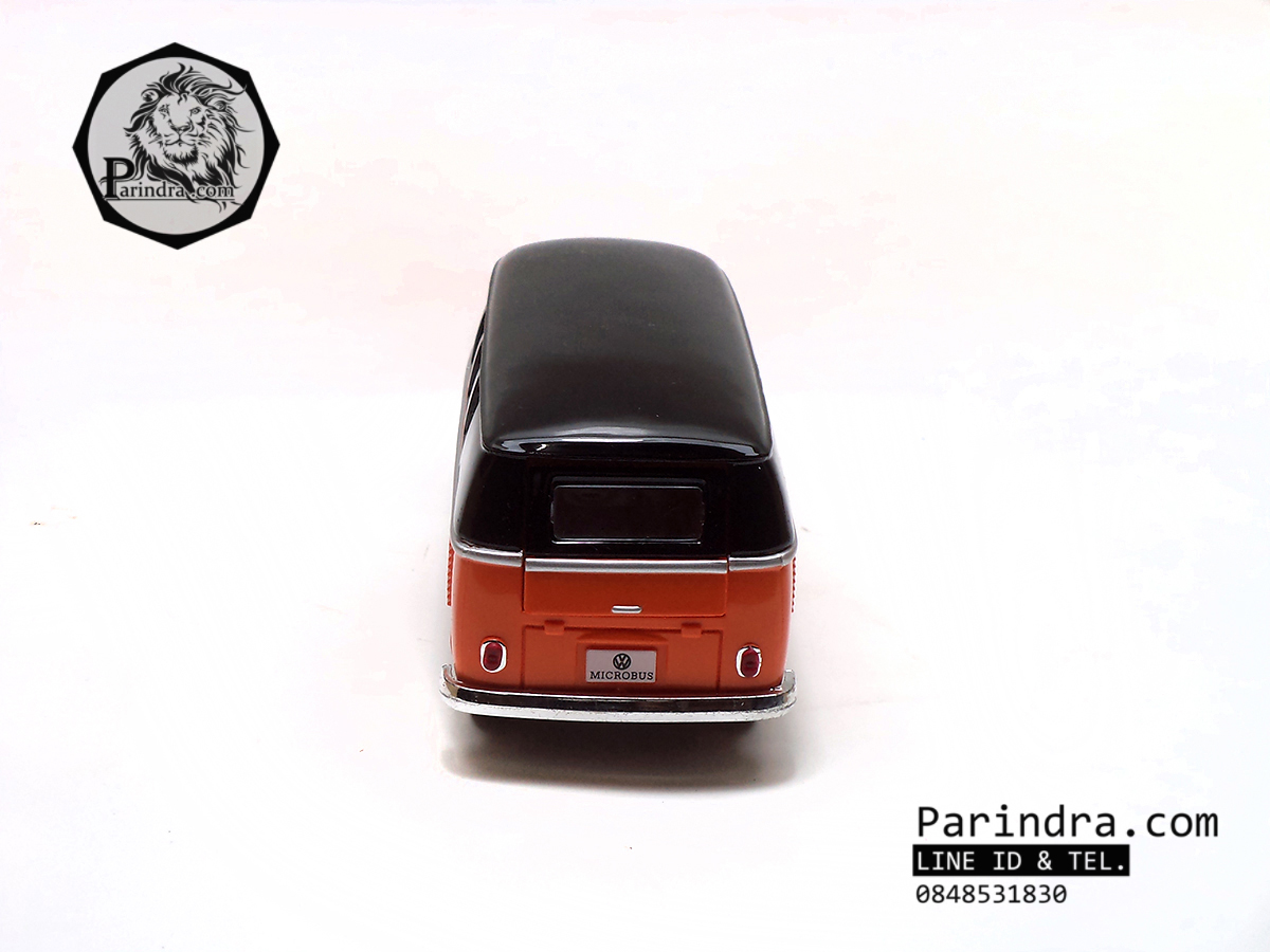 โมเดลรถเหล็ก รถตู้โฟล์ค รถเต่า Volksawagen Classical bus 1962 สีส้ม