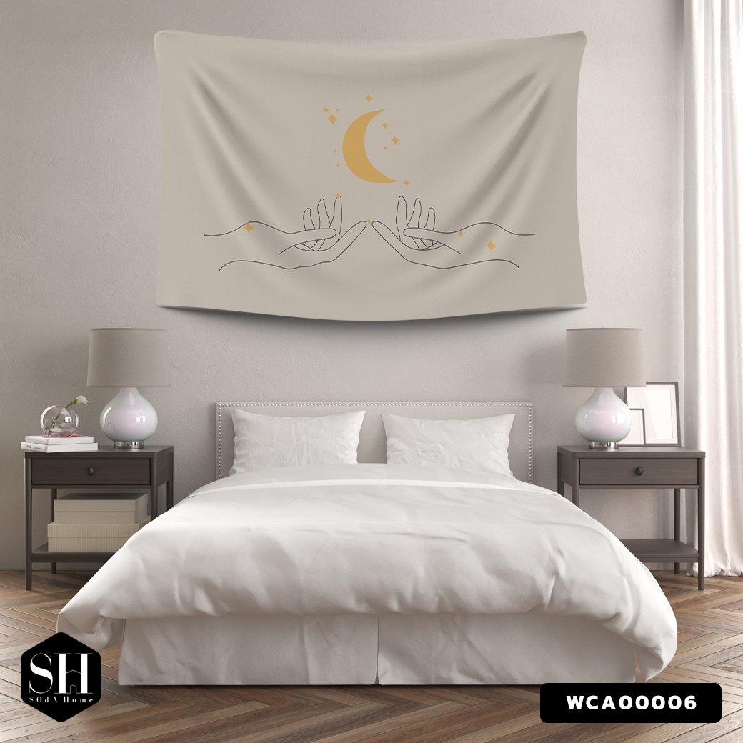 ผ้าติดผนัง ผ้าแขวนผนัง ผ้าตกแต่ง Moonshine WCA00006 #SOdAhome #SOdAPrintinG #WallCloth