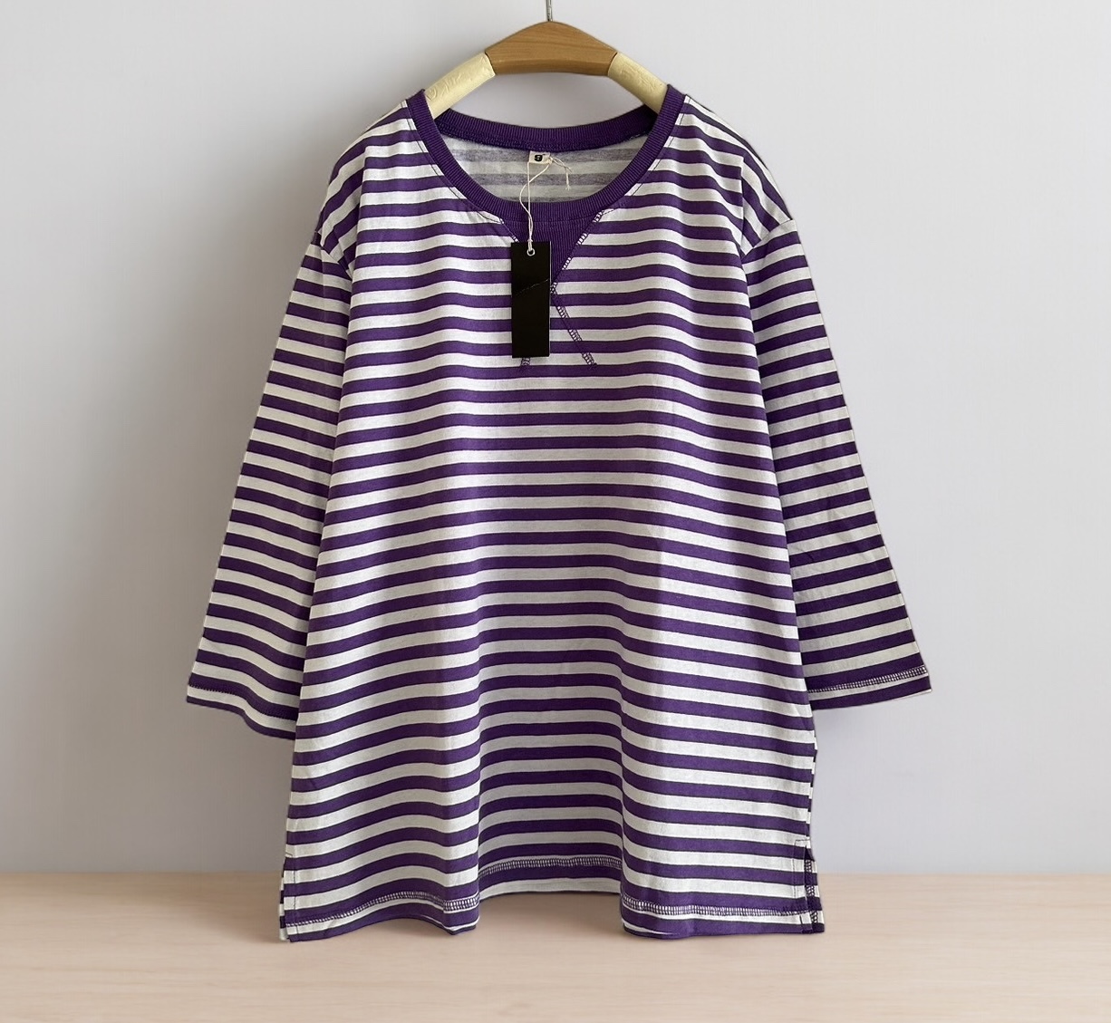 เสื้อยืดลายทางแขนสามส่วน 9am