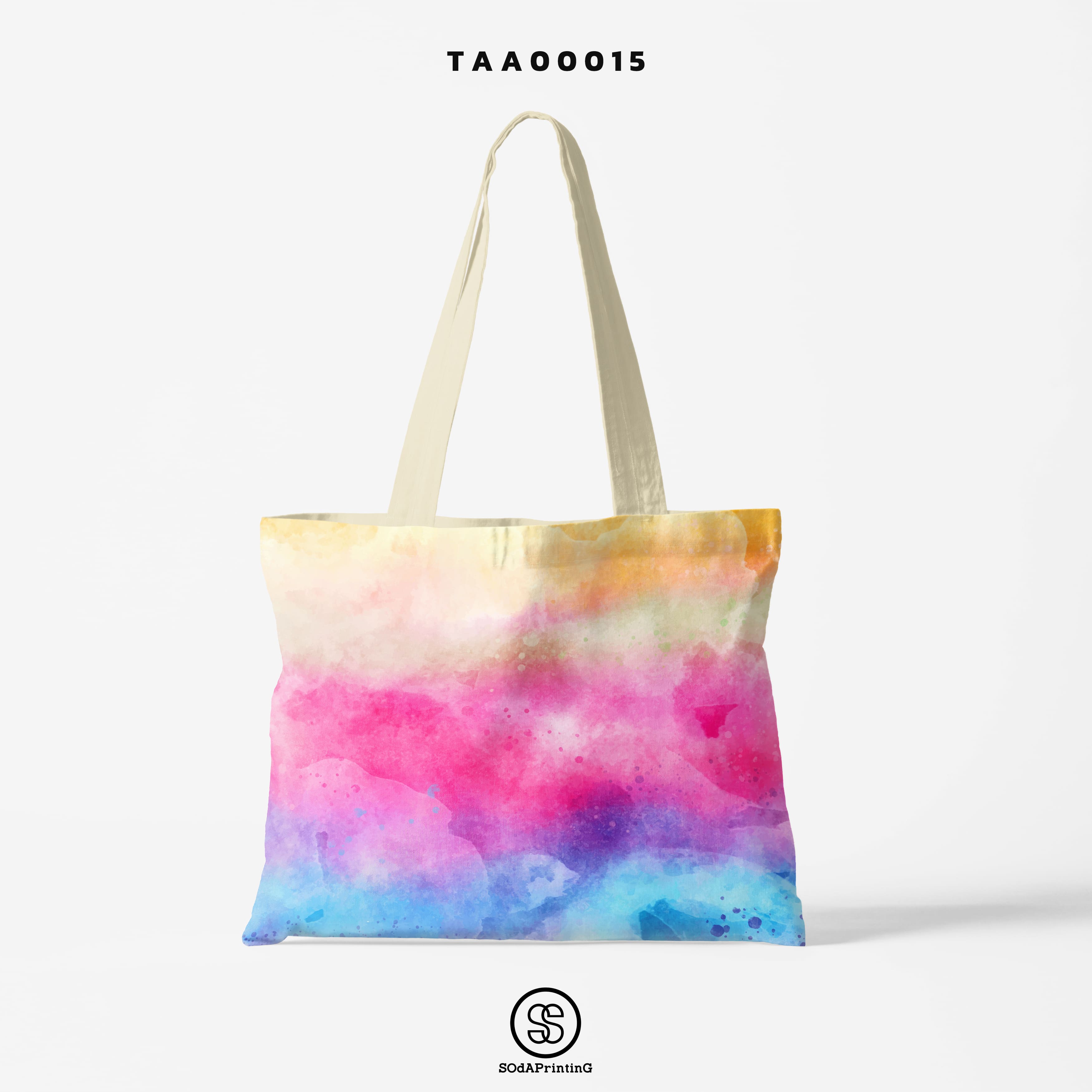 กระเป๋าผ้าช็อปเปอร์ สีมัดย้อม รหัส TAA00015 #SOdABag #SOdAPrintinG #กระเป๋าShopper #กระเป๋าผ้าสะท้อนน้ำ