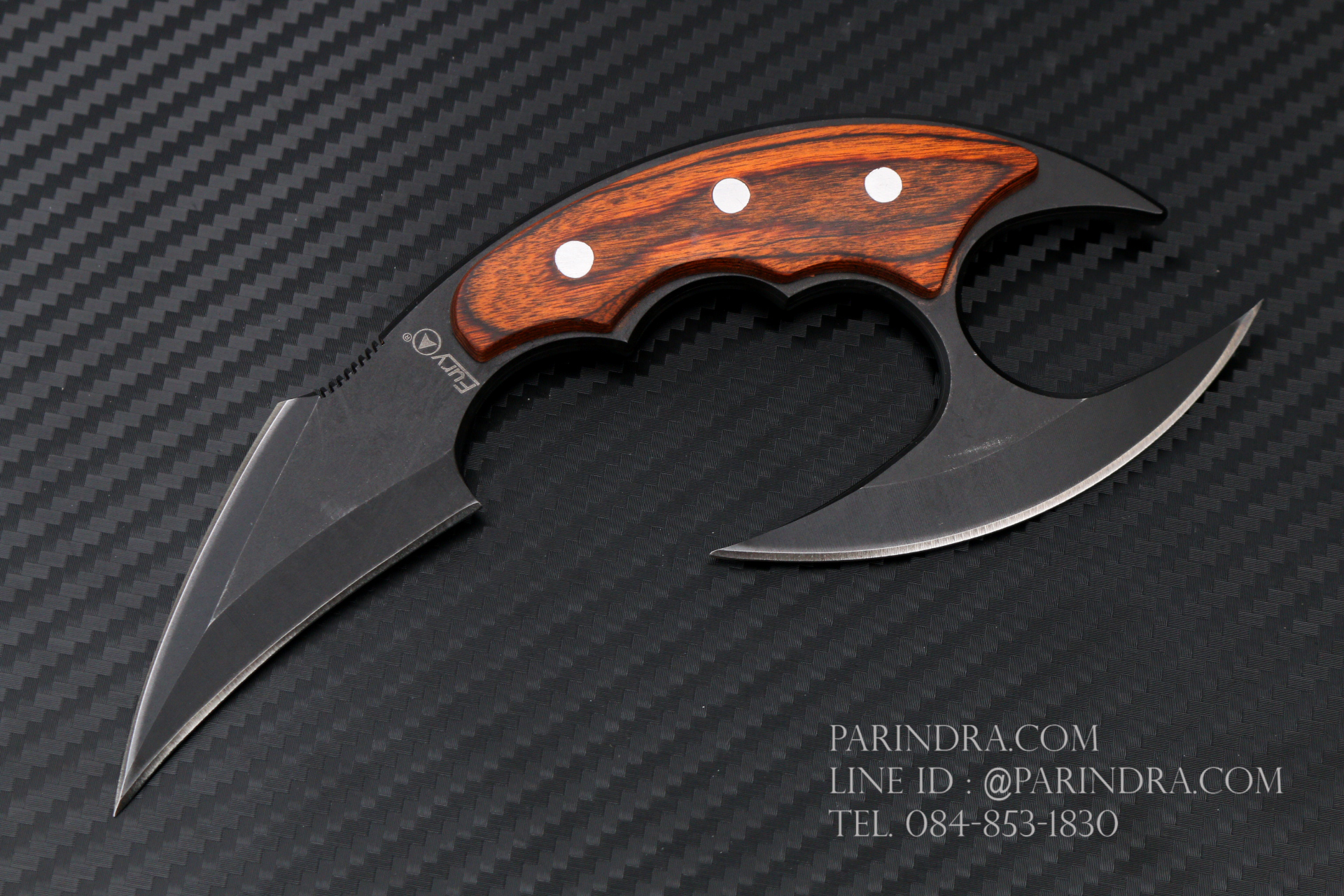 มีดคารัมบิต (Karambit) FURY 65588 ใบดำ ประกับไม้ ยาว 7 นิ้ว