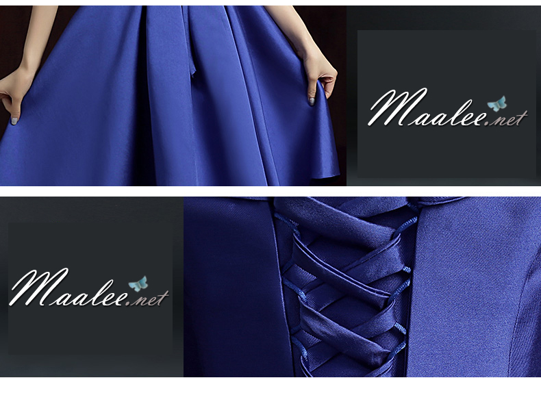 พร้อมเช่า ชุดราตรีสั้น แบบไหล่ปาด สไตล์วินเทจผ้าไหมดัชเชส กระโปรงทรงA แต่งโบว์ช่วงเอว (เชือกผูกหลัง) สีแดง