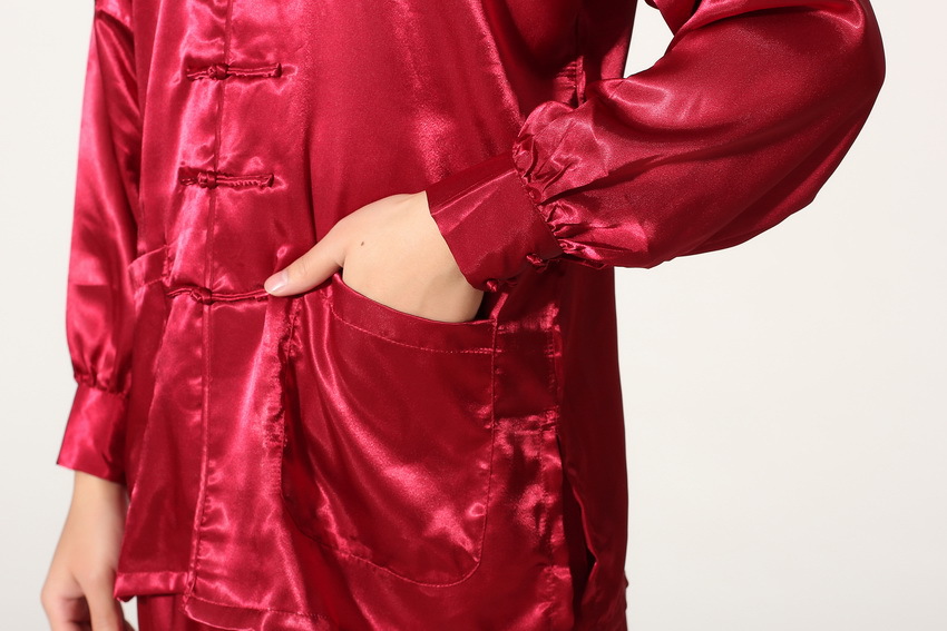 Pre-order ชุดจีนชาย แขนยาว ผ้าแพร สีแดง