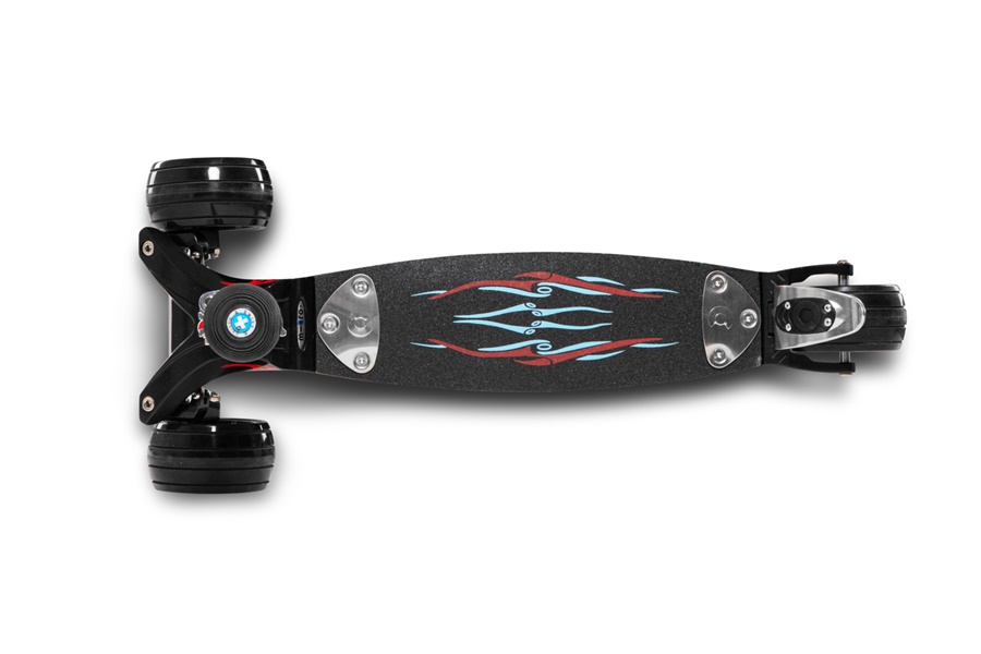 สกู๊ตเตอร์ MICRO SCOOTERS KICKBOARD MONSTER BLACK ด้วยการออกแบบที่เรียบหรูและแฮนด์บาร์สามารถเปลี่ยนใช้งานได้ทั้งแบบ ทีบาร์ (T-bar) และคันบังคับ (Pilot steering)