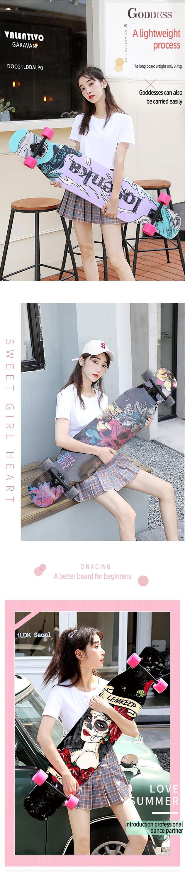ARDEA AR957 Longboard ลองบอร์ด วัสดุไม้ Maple 8 ชั้น (Truck สีดำ)