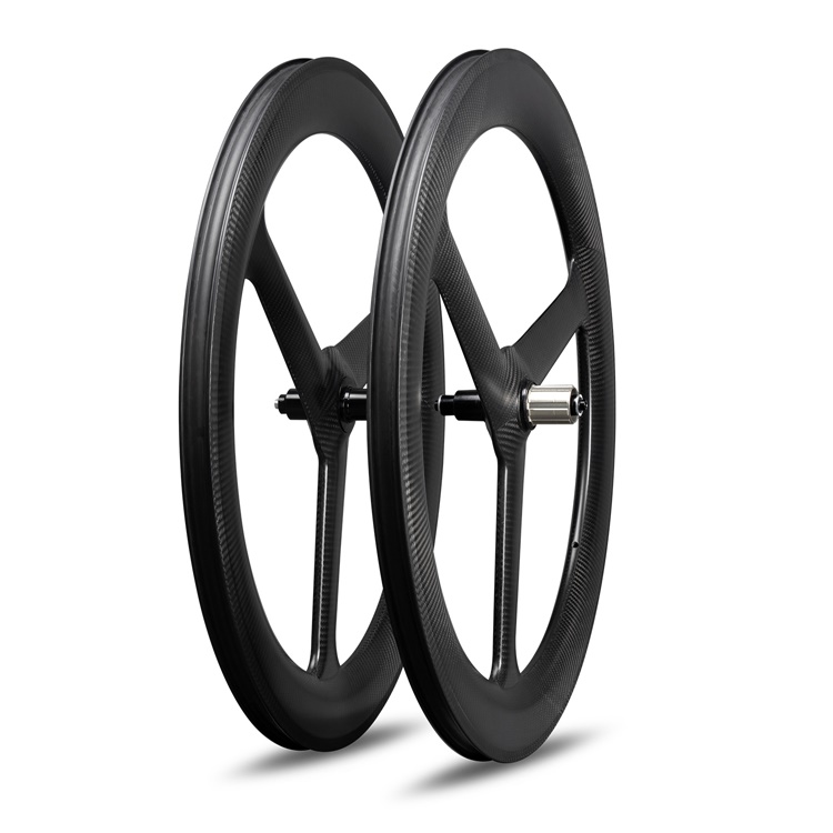 ล้อแม็ก ล้อคาร์บอน ICAN tri spoke wheels, 3S-69C, 27mm width 700C 3K twill satin carbon road 2021 รองรับ 7-11 สปีด
