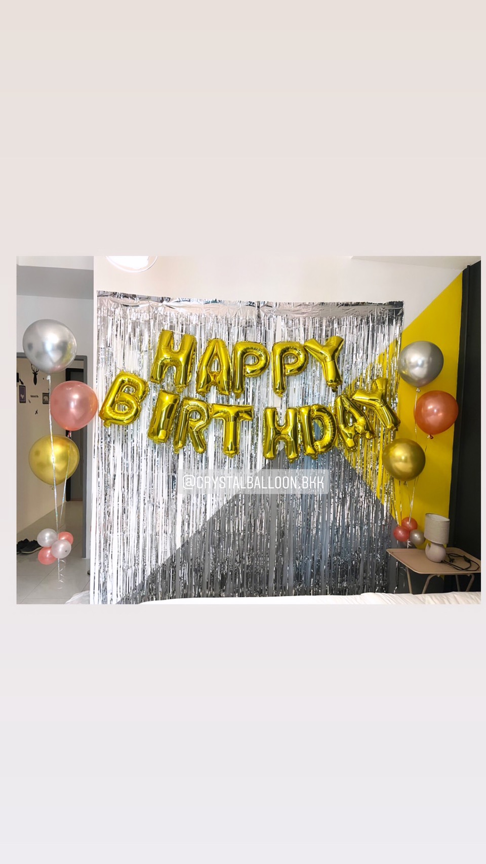 ลูกโป่ง วันเกิด HAPPY BIRTHDAY 13 ตัว ตัวอักษรสีทอง พร้อม ช่อลูกโป่ง 2 ช่อ,ม่านฟอยล์ 2 ชิ้น พร้อมตกเเต่ง สามารถเปลี่ยนสีลูกโป่ง/สีตัวอักษร HBD ได้