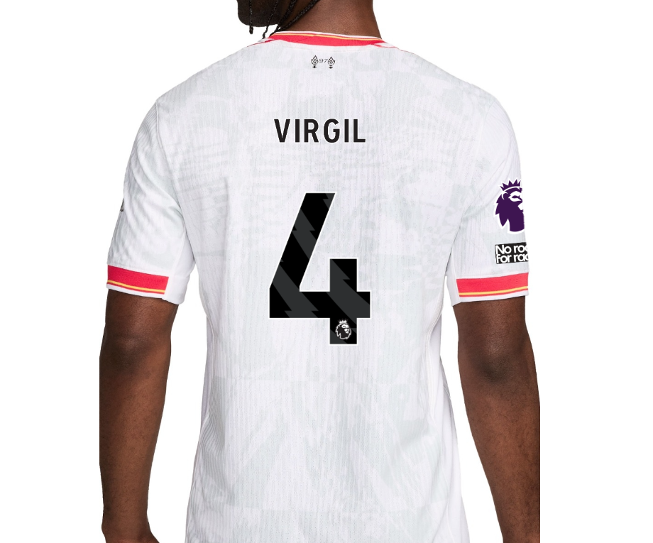 เสื้อลิเวอร์พูล 2024 2025 ชุดที่3 เวอร์ชั่นนักเตะ VIRGIL 4 อาร์มพรีเมียร์ลีก+No Room For Racism ของแท้