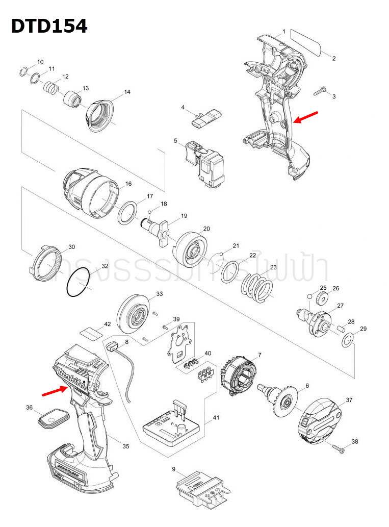 เสื้อฟิลคอยล์ สว่านไร้สาย Makita มากีต้า DTD154 [#1, #35] Pn.183E36-5 (แท้) ##