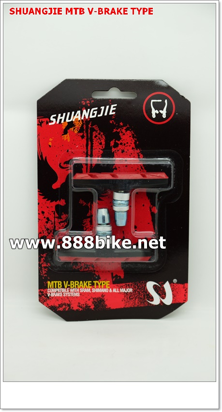 ผ้าเบรค SHUANGJIE V-BRAKE MTB Brake shoes Bike Brake Pads, Aluminum Alloy Shell Bicycle Road Bike Brake Shoes Holder Pads Rubber V-Brake Blocks . สองสี