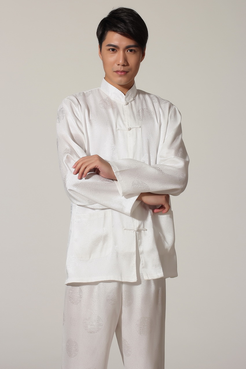 Pre-order ชุดจีน ชาย เสื้อพร้อมกางเกง สีขาว
