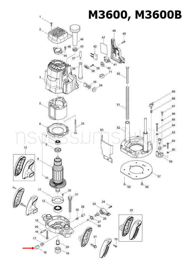 HALF NUT เราท์เตอร์ Maktec มาคเทค, Makita มากีต้า MT360, MT362, M3600, M3600B [#18] Pn.324424-9 (แท้) ##