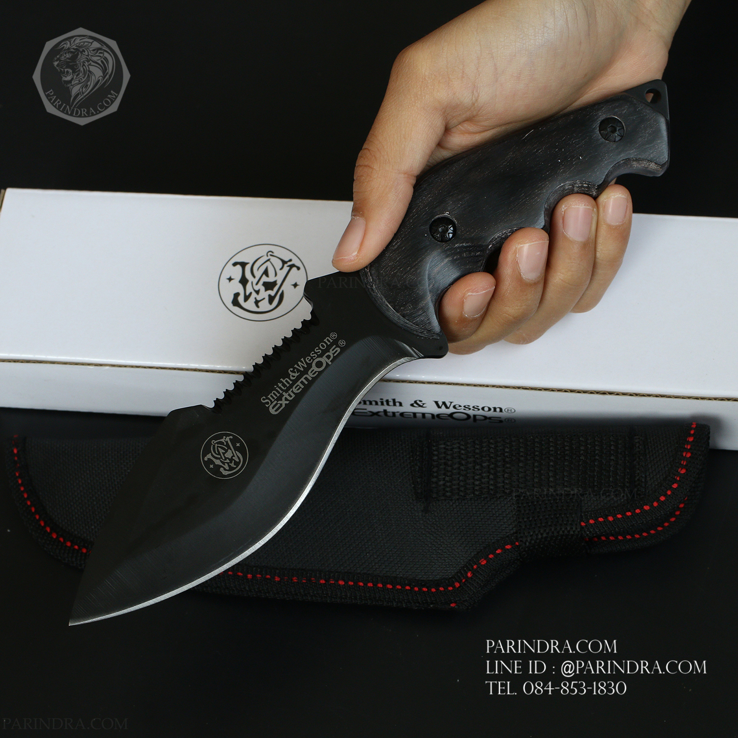 มีดเดินป่าใบตาย Smith & Wesson ExtrerneOps ใบดำ (OEM)