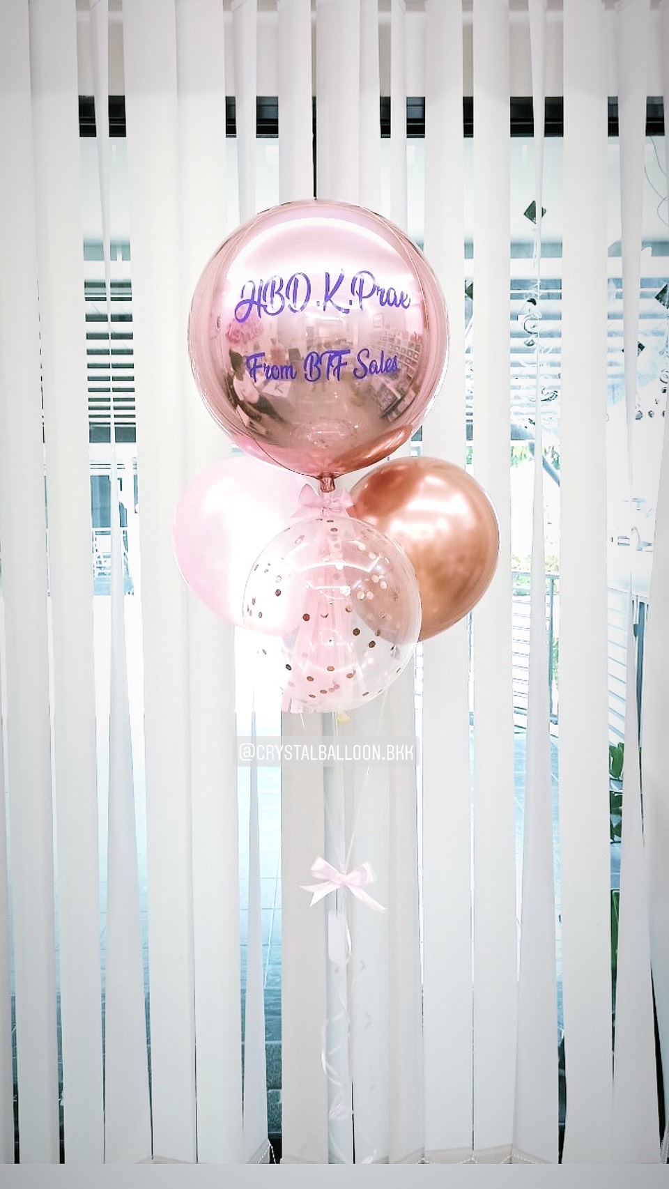 ลูกโป่ง วันเกิด ฟอยล์กลม 24" สีโรสโกล พร้อมตกแต่ง สามารถเปลี่ยนสีลูกโป่ง/ข้อความ/ขนาดได้