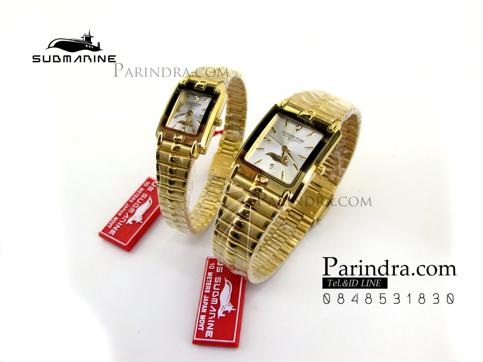 นาฬิกา U.S. submarine รุ่น SUB1014L เรือนเล็ก สายสแตนเลสสีทองหน้าเงิน