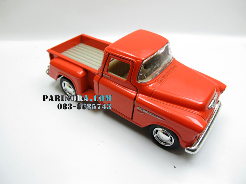 โมเดลรถเหล็กรถจำลอง CHEVROLET Chevy Stepside Pick-up 1955 สีส้ม