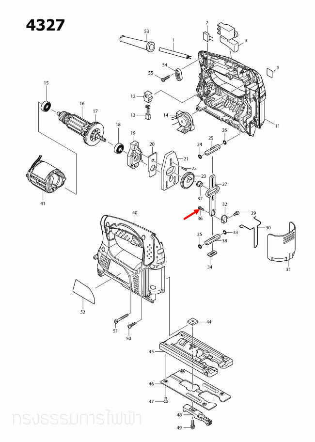 น็อต M3x10 จิ๊กซอว์ มาคเทค-Maktec MT431 [#36] Makita มากีต้า 4323 [#14], 4324 [#36], 4327, 4329 [#36] Pn.266177-3 (แท้)+++