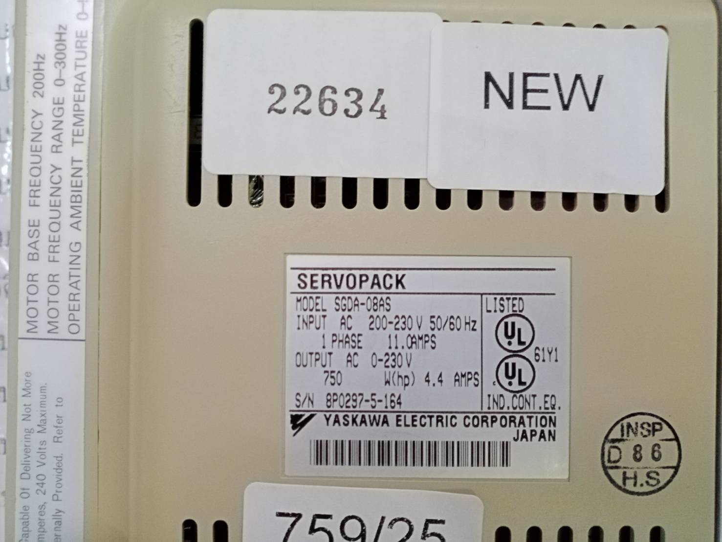 SGDA-08AS SERVO DRIVE “ YASKAWA ”