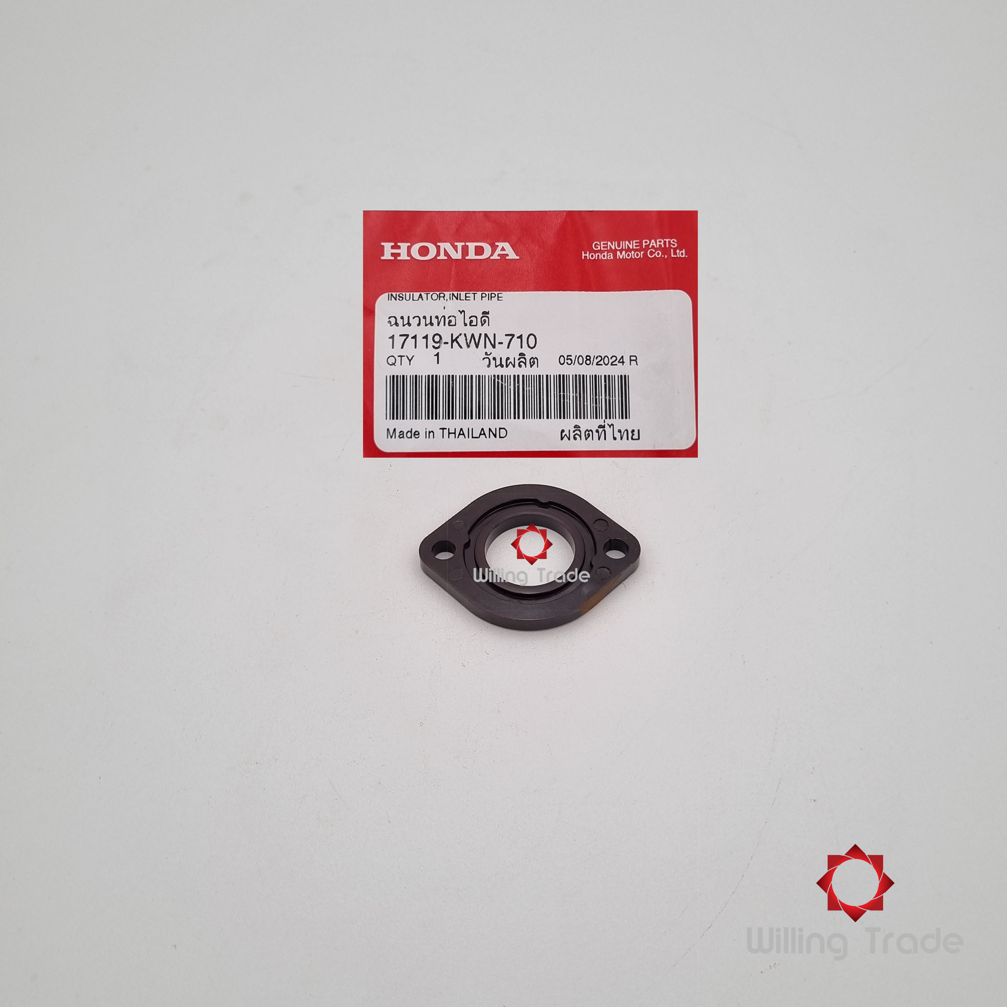 ฉนวนท่อไอดี (ไฟเบอร์ท่อไอดี) (WX940) HONDA: (17119-KWN-710) CLICK 125I (2015-2020) ... แพ๊คละ 1 ชิ้น... [แท้ศูนย์ 100%] ...กลุ่มอะไหล่ฝาสูบ ...INSULATOR, IN. PIPE