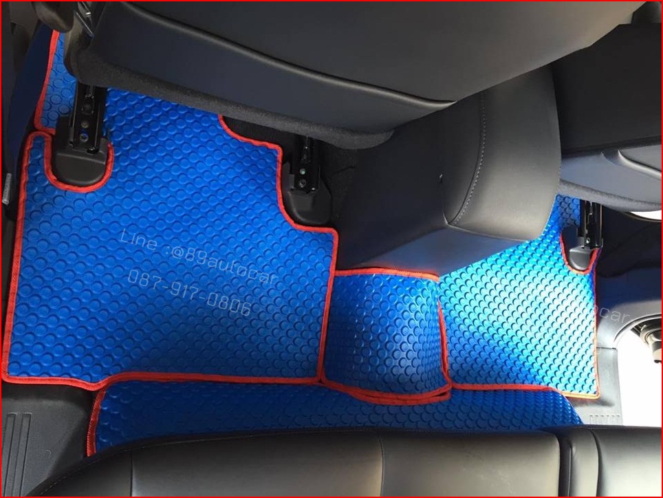 โรงงานพรมรถยนต์ Mitsubishi Pajerosport 2016 กระดุมสีฟ้าขอบแดง